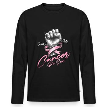 Poing de sensibilisation au cancer du sein et conception d’arc rose - T-shirt manches longues Premium bio Homme - noir - Devant - Nico (187cm)