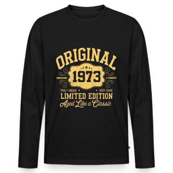 Original 1973 - Anniversaire 1973 Édition classique - T-shirt manches longues Premium bio Homme - noir - Devant - Nico (187cm)