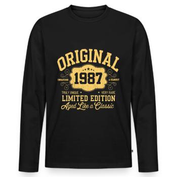 Original 1987 - Anniversaire 1987 Édition Classique - T-shirt manches longues Premium bio Homme - noir - Devant - Nico (187cm)