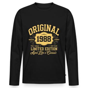 Original 1988 - Birthday 1988 Classic Edition - Men's Premium Organic Long Sleeve Shirt - black - Front - Nico (187cm)