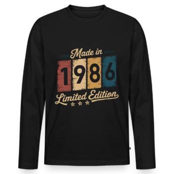 Vintage « Made in 1986 » Design - Né en 1986 - T-shirt manches longues Premium bio Homme - noir - Devant - Nico (187cm)