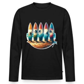 Surfeurs - T-shirt manches longues Premium bio Homme - noir - Devant - Nico (187cm)