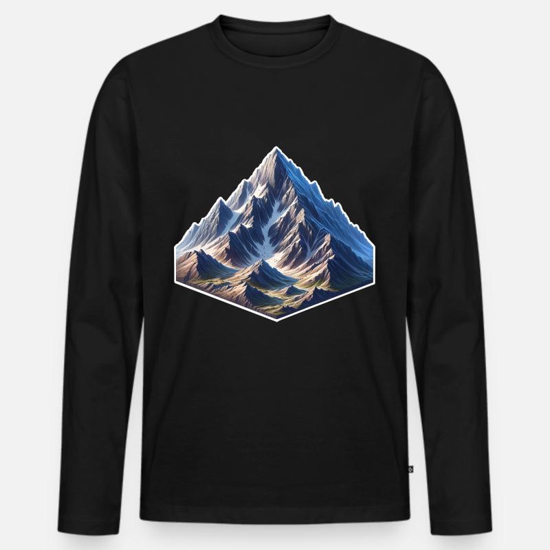 Berg - Männer Premium Bio Langarmshirt - Schwarz