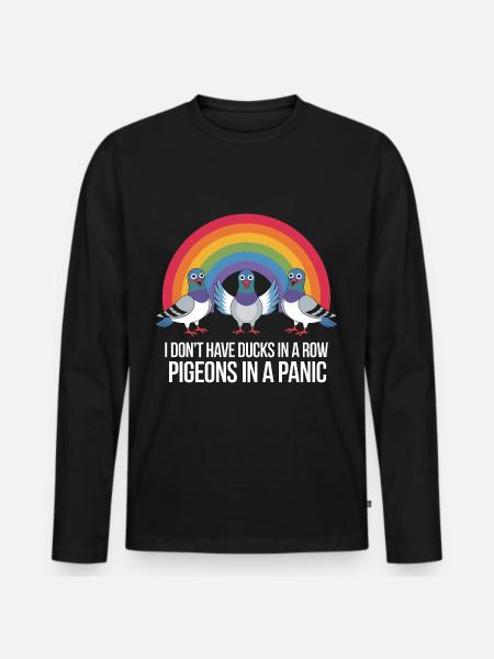 Pigeon Panic Humor - Men's Premium Organic Long Sleeve Shirt - black