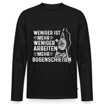Weniger Arbeiten Mehr Bogenschießen Bogenschütze - Männer Premium Bio Langarmshirt - Schwarz - Vorne - Nico (187cm)