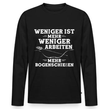 Weniger Arbeiten Mehr Bogenschießen Bogenschütze - Männer Premium Bio Langarmshirt - Schwarz - Vorne - Nico (187cm)
