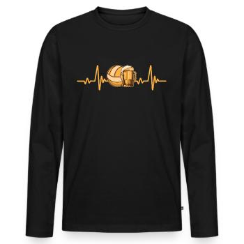 Volleyball Bier Herzschlag Beat Volleyball Bier - Männer Premium Bio Langarmshirt - Schwarz - Vorne - Nico (187cm)