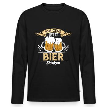 Ich gehe jetzt Bier trinken - Männer Premium Bio Langarmshirt - Schwarz - Vorne - Nico (187cm)
