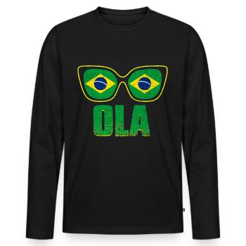 Vacances au Brésil - T-shirt manches longues Premium bio Homme - noir - Devant - Nico (187cm)
