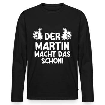 Martin - T-shirt manches longues Premium bio Homme - noir - Devant - Nico (187cm)
