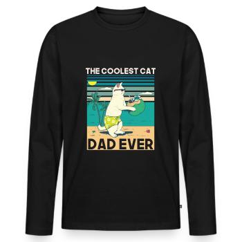 The Coolest Cat Dad Ever - Cat Lover Family Gifts - Men's Premium Organic Long Sleeve Shirt - black - Front - Nico (187cm)