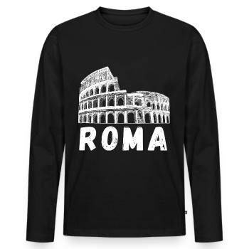 Roma Kolosseum Rom Kolosseum Italien Souvenir - Männer Premium Bio Langarmshirt - Schwarz - Vorne - Nico (187cm)