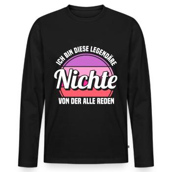 Nichte - Männer Premium Bio Langarmshirt - Schwarz - Vorne - Nico (187cm)