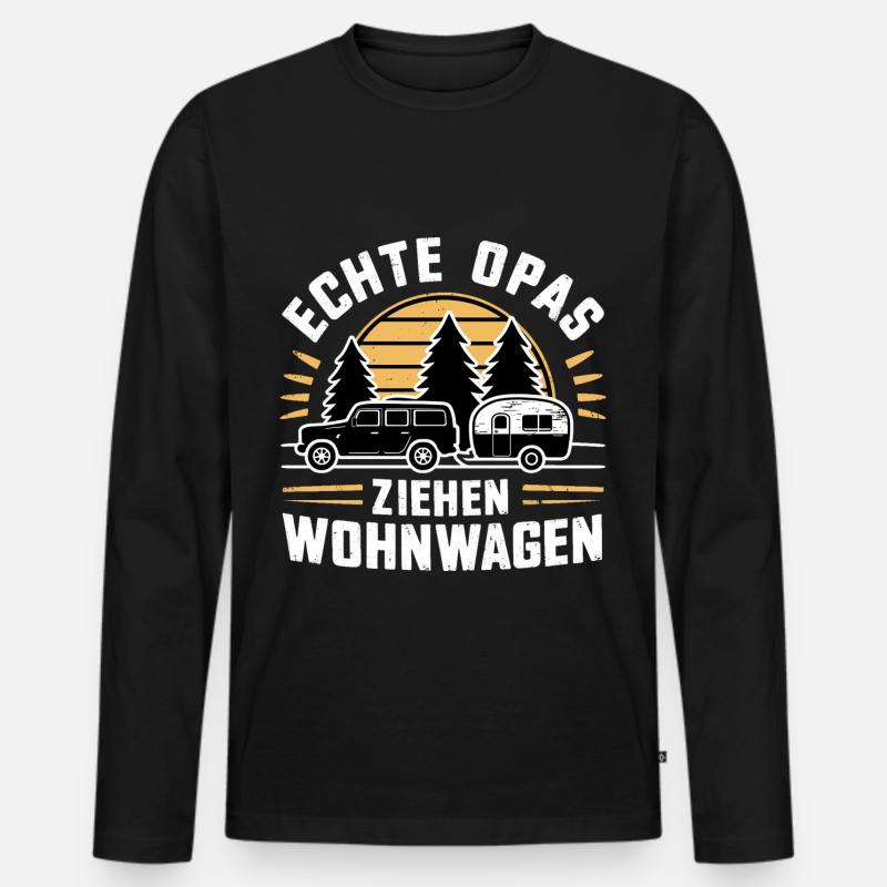 Camping Opa - Männer Premium Bio Langarmshirt - Schwarz