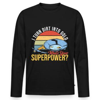 Gold Panner Flakes Gold Miner Gold Digger Costume - Men's Premium Organic Long Sleeve Shirt - black - Front - Nico (187cm)