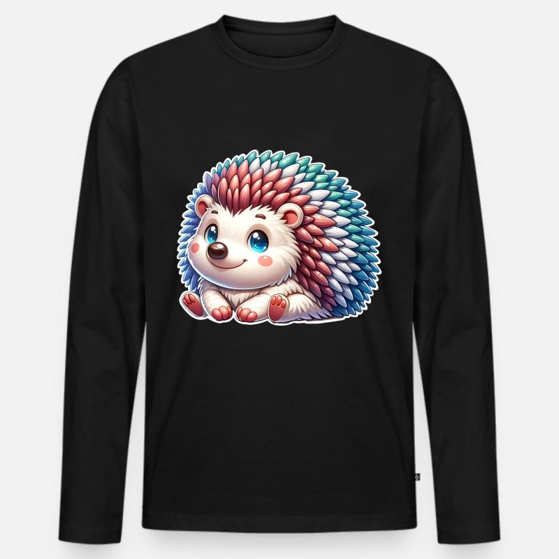 Igel - Männer Premium Bio Langarmshirt - Schwarz