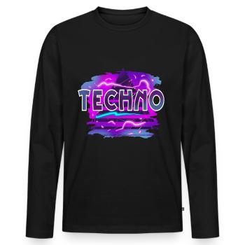 Techno - Men's Premium Organic Long Sleeve Shirt - black - Front - Nico (187cm)