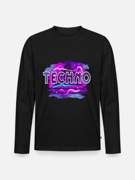 Techno - T-shirt manches longues Premium bio Homme - noir