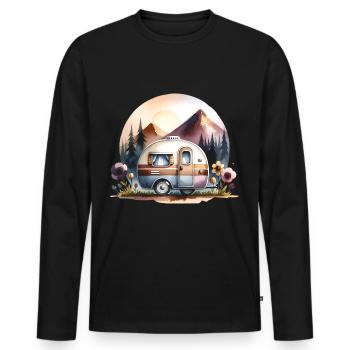 Camping - Männer Premium Bio Langarmshirt - Schwarz - Vorne - Nico (187cm)