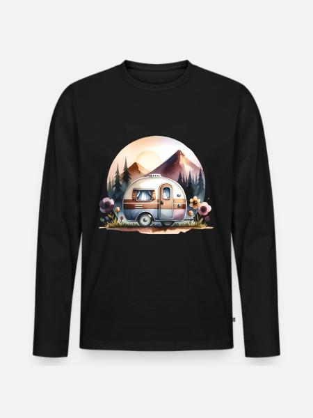 camping - Men's Premium Organic Long Sleeve Shirt - black
