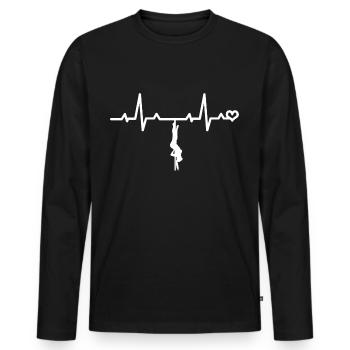 Pole Dance Dancer Heartbeat Heartline ECG Love - Men's Premium Organic Long Sleeve Shirt - black - Front - Nico (187cm)