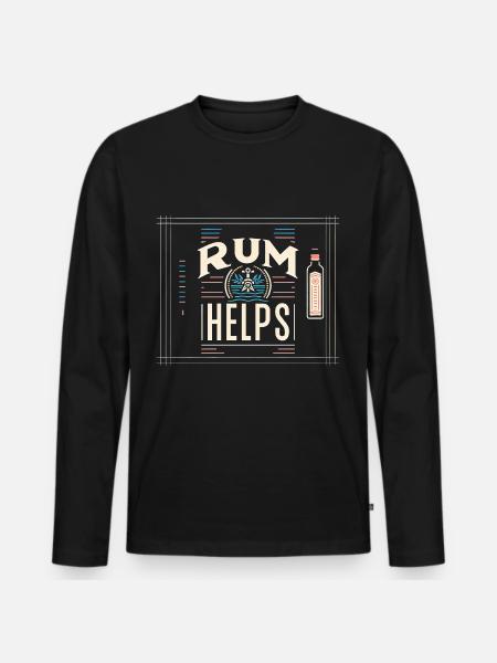 Rum Helps 7 - Männer Premium Bio Langarmshirt - Schwarz