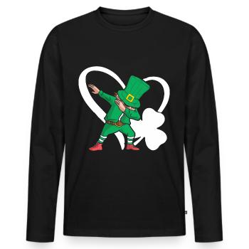 Dabbing St. Patty Cloverleaf Chapeau Coeur - T-shirt manches longues Premium bio Homme - noir - Devant - Nico (187cm)