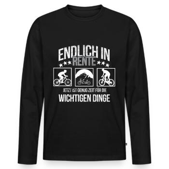 Rentner Fahrrad fahren Ruhestand genießen - Männer Premium Bio Langarmshirt - Schwarz - Vorne - Nico (187cm)