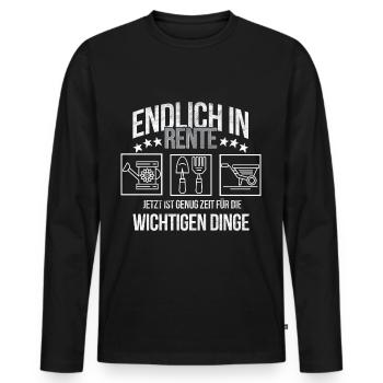 Rentner Hobbygärtner Ruhestand und Gartenarbeit - Männer Premium Bio Langarmshirt - Schwarz - Vorne - Nico (187cm)