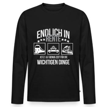 Rentner Modelleisenbahn Ruhestand genießen Rente - Männer Premium Bio Langarmshirt - Schwarz - Vorne - Nico (187cm)