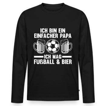 Vater Fußball Bier Papi Papa - Männer Premium Bio Langarmshirt - Schwarz - Vorne - Nico (187cm)
