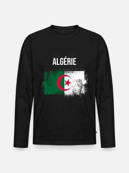 Algeria - Men's Premium Organic Long Sleeve Shirt - black