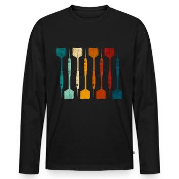 Dart Retro Darts Player - Men's Premium Organic Long Sleeve Shirt - black - Front - Nico (187cm)