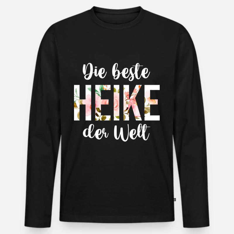 Heike - Männer Premium Bio Langarmshirt - Schwarz