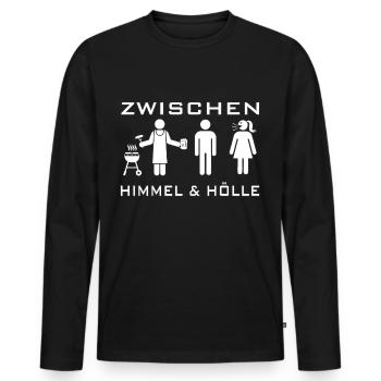 Zwischen Himmel und Hölle - Männer Premium Bio Langarmshirt - Schwarz - Vorne - Nico (187cm)
