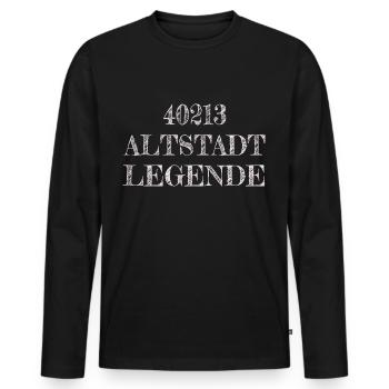 40213 Altstadt Legende, Party ,Theke, Düsseldorf - Männer Premium Bio Langarmshirt - Schwarz - Vorne - Nico (187cm)