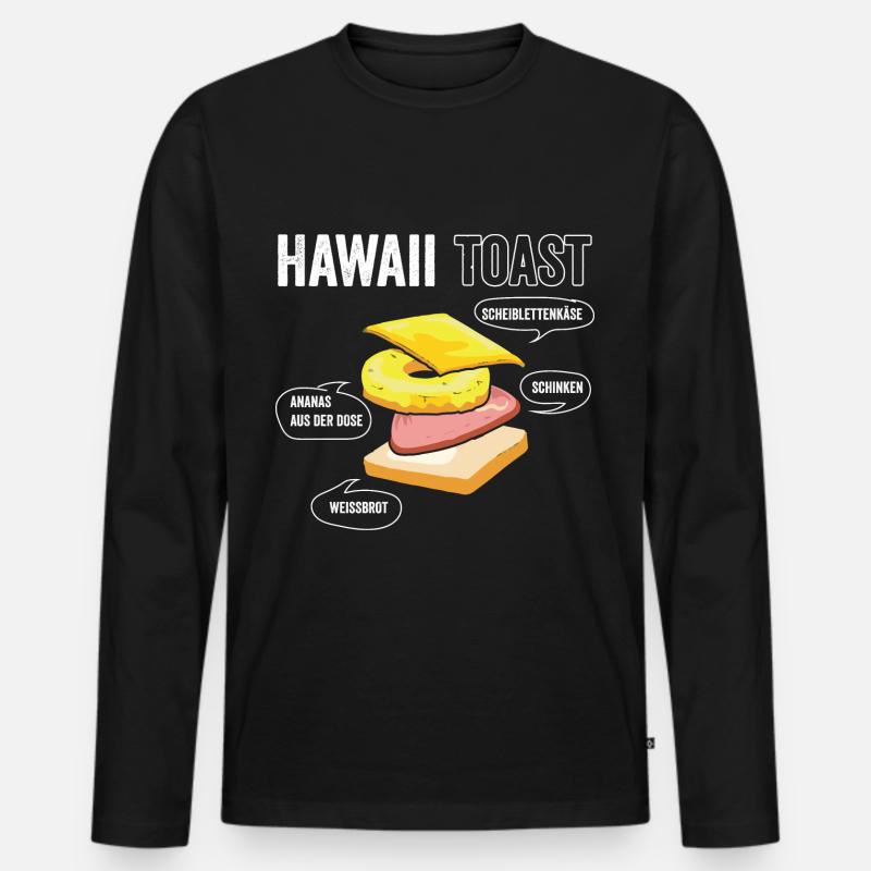 Hawaii Toast - Männer Premium Bio Langarmshirt - Schwarz