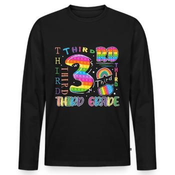Écolier de 3e année Premier jour d’école - T-shirt manches longues Premium bio Homme - noir - Devant - Nico (187cm)
