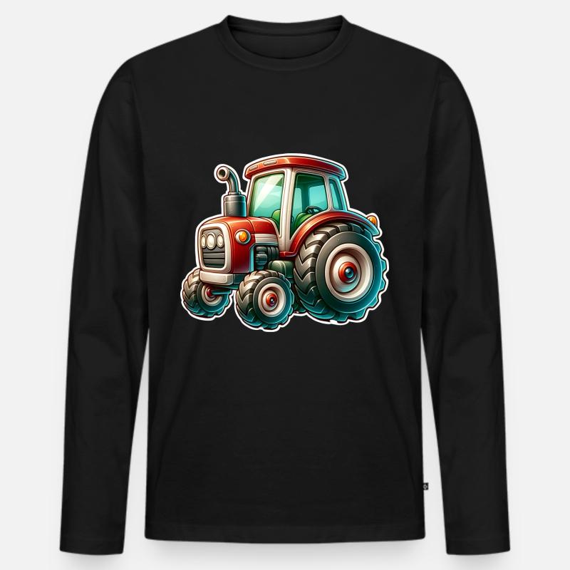 Traktor - Männer Premium Bio Langarmshirt - Schwarz
