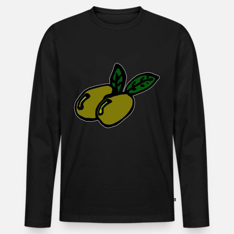 Zwei Oliven - Männer Premium Bio Langarmshirt - Schwarz
