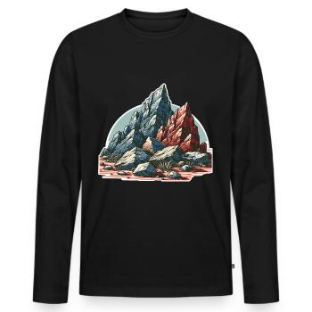 Rocher des montagnes - T-shirt manches longues Premium bio Homme - noir - Devant - Nico (187cm)