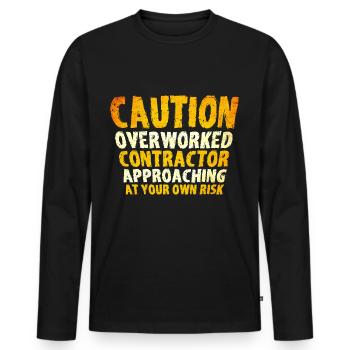 Travail maître d’ouvrage entrepreneur cadeau - T-shirt manches longues Premium bio Homme - noir - Devant - Nico (187cm)