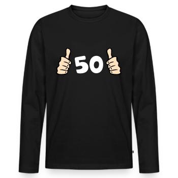 50 Anniversaire de vœux - T-shirt manches longues Premium bio Homme - noir - Devant - Nico (187cm)