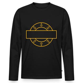 Anker - Logo - Team - Geschenkidee - Männer Premium Bio Langarmshirt - Schwarz - Vorne - Nico (187cm)