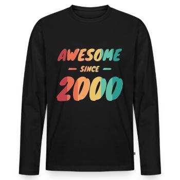 Awesome Since 2000 Geschenkidee Vintage - Männer Premium Bio Langarmshirt - Schwarz - Vorne - Nico (187cm)
