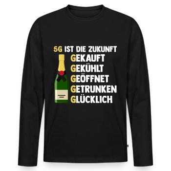 5G ist die Zukunft Sekt - Männer Premium Bio Langarmshirt - Schwarz - Vorne - Nico (187cm)