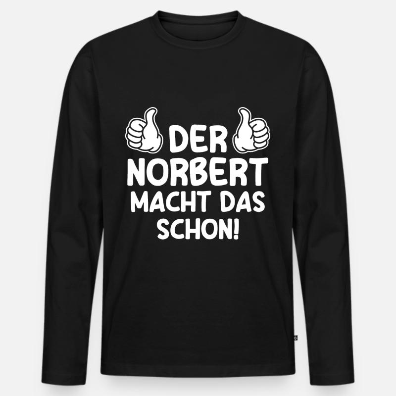 Norbert - Männer Premium Bio Langarmshirt - Schwarz