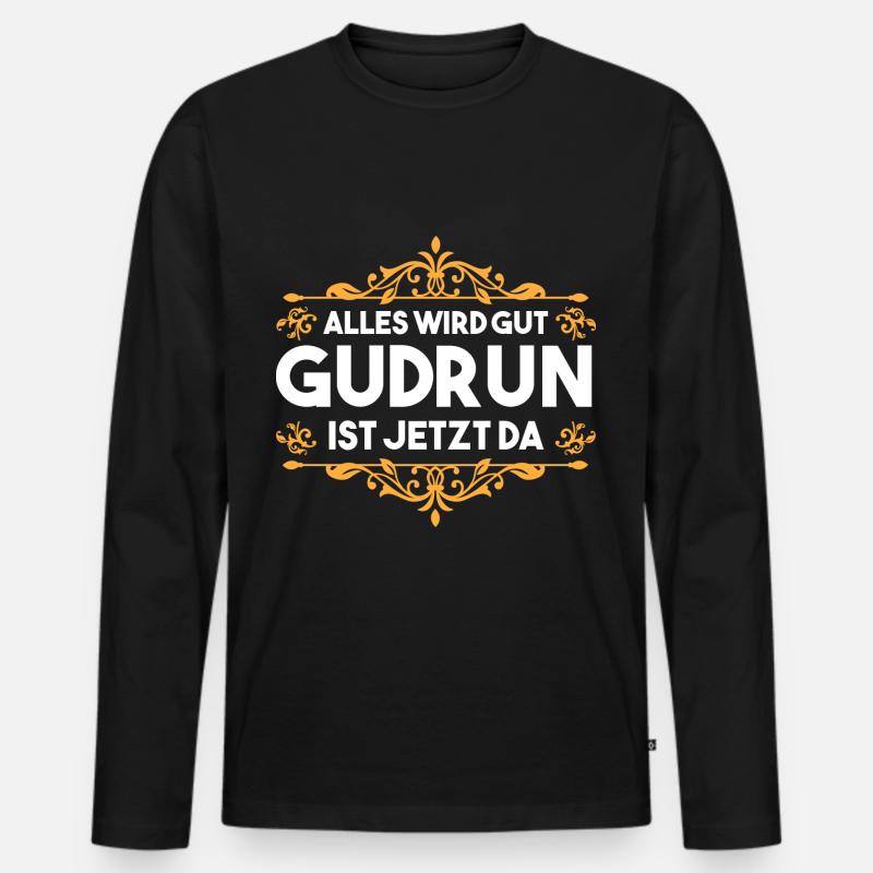 Gudrun - Männer Premium Bio Langarmshirt - Schwarz