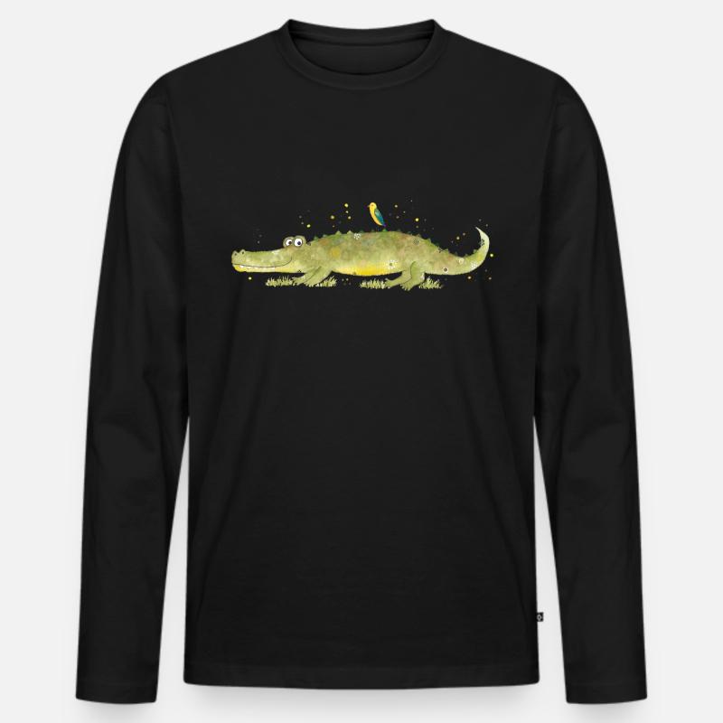 Krokodil Croco - Männer Premium Bio Langarmshirt - Schwarz