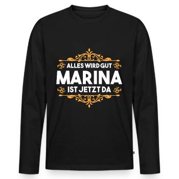 Marina - Männer Premium Bio Langarmshirt - Schwarz - Vorne - Nico (187cm)